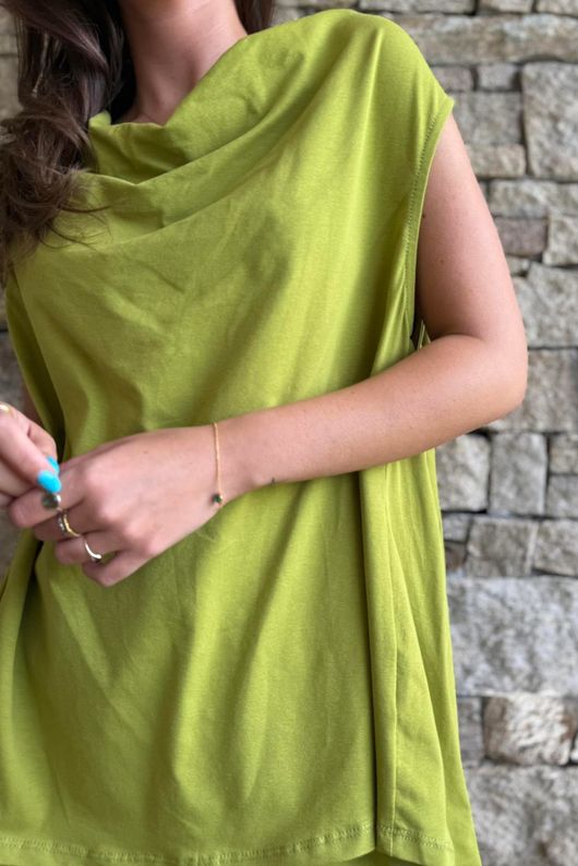 Oscar Drape Trapeze Tank Olive